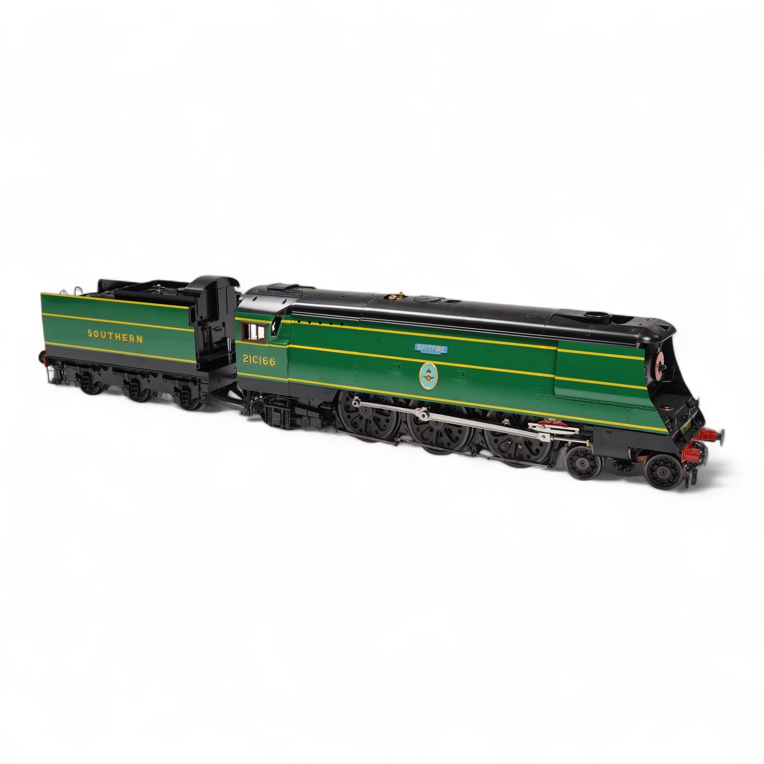 A Gauge One Aster Hobbies live steam Southern Railway Bulleid Battle of Britain Class, 4-6-2 tender locomotive, Spitfire 21C166, the factory ‘Built Up’ version, spirit fired working three cylinder motion, with assembly i